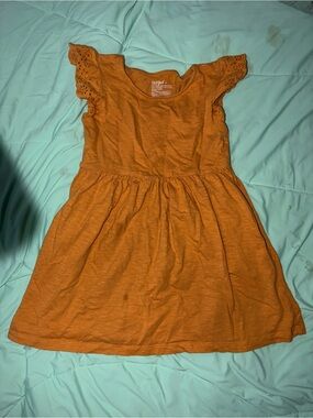 Cat & Jack Rust Orange Eyelet-Sleeve Casual Kids Dress